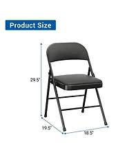 homfan Metal Folding Chairs with Padded Seat and Back, Portable Stackable Side Chair with Steel Frame