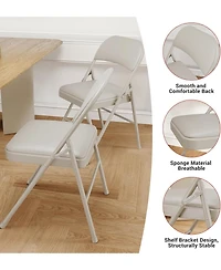 homfan Set of 8 Folding Metal Chairs with Padded Seats and Backs, Stackable, for Home and Office