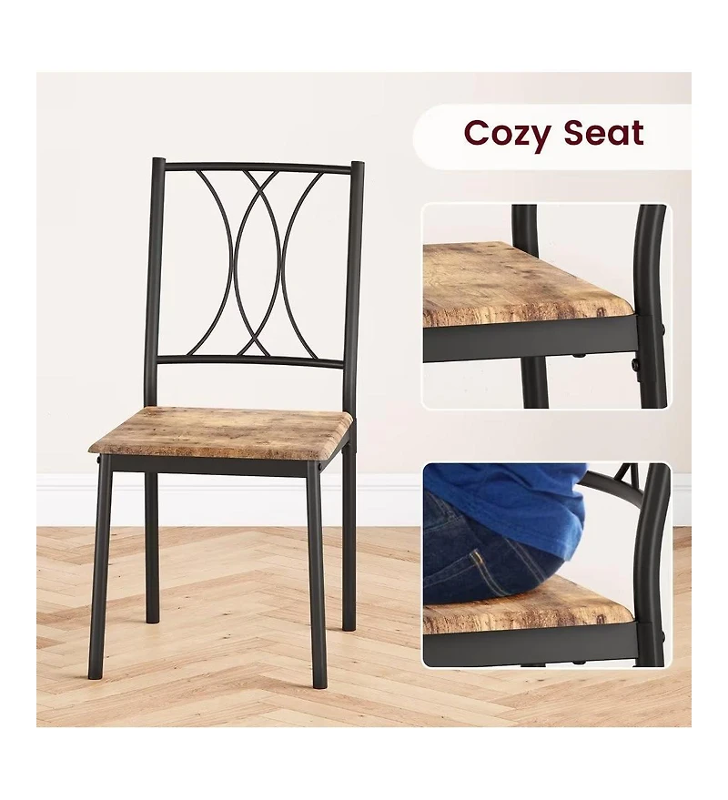 homfan 3-Piece Retro Dining Set, Square Table and 2 Chairs for Small Spaces