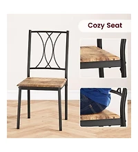 homfan 3-Piece Retro Dining Set, Square Table and 2 Chairs for Small Spaces