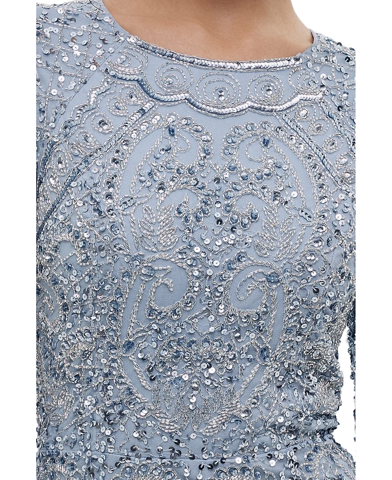 Maryisa Women's Modest Embellished Sequins Fitted Maxi Dress