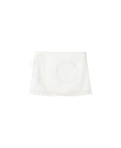 Mango Women's Openwork-Embroidery Mini Low-Waist Cotton Skirt