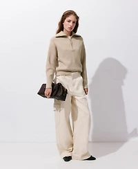 Mango Women's Contrasting Zipper Collar Sweater
