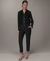 Donna Karan New York Women's Mixed Media Zip-Front Jersey Jacket