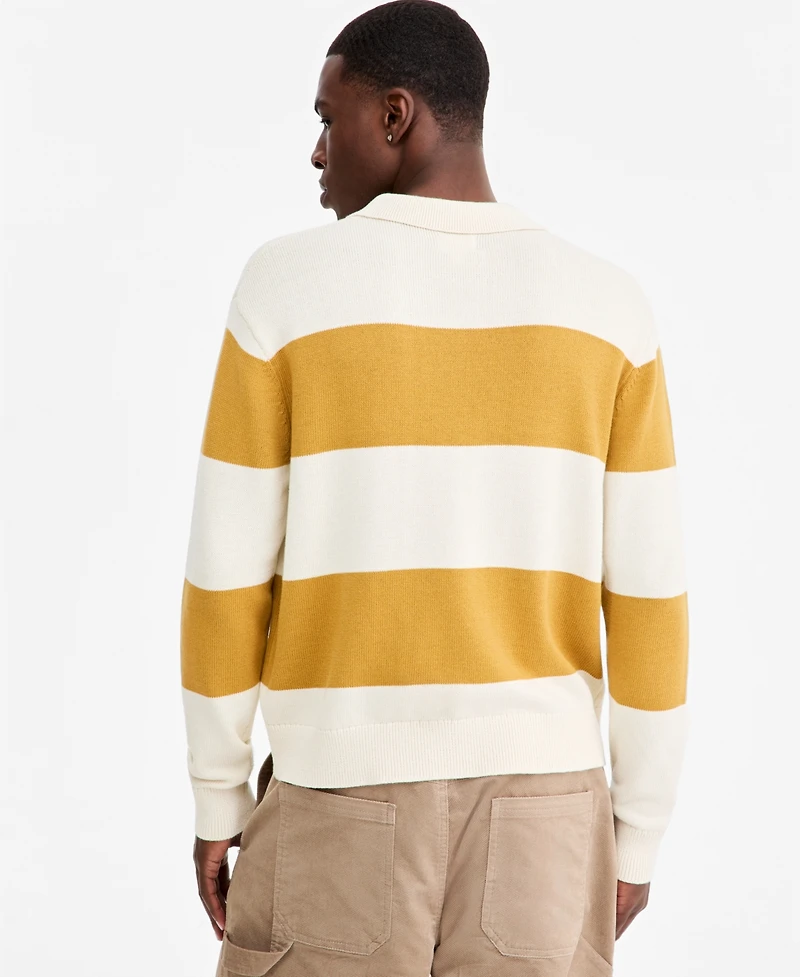 Mode of One Men's Elio Long-Sleeve Striped Polo Shirt, Macy's Exclusive