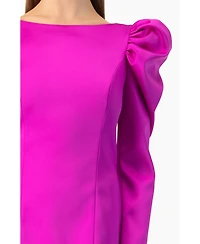 Ivonne Women's Puff-Sleeve Open-Back Bow Mini Dress Satin