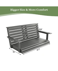 Innovaze 4.5 Ft Large Size 2-Seat Poly Lumber Hips Porch Swing with Foldable Cup Holders and Curved Deep Seat for Outdoor Porch Garden(Navy Blue)