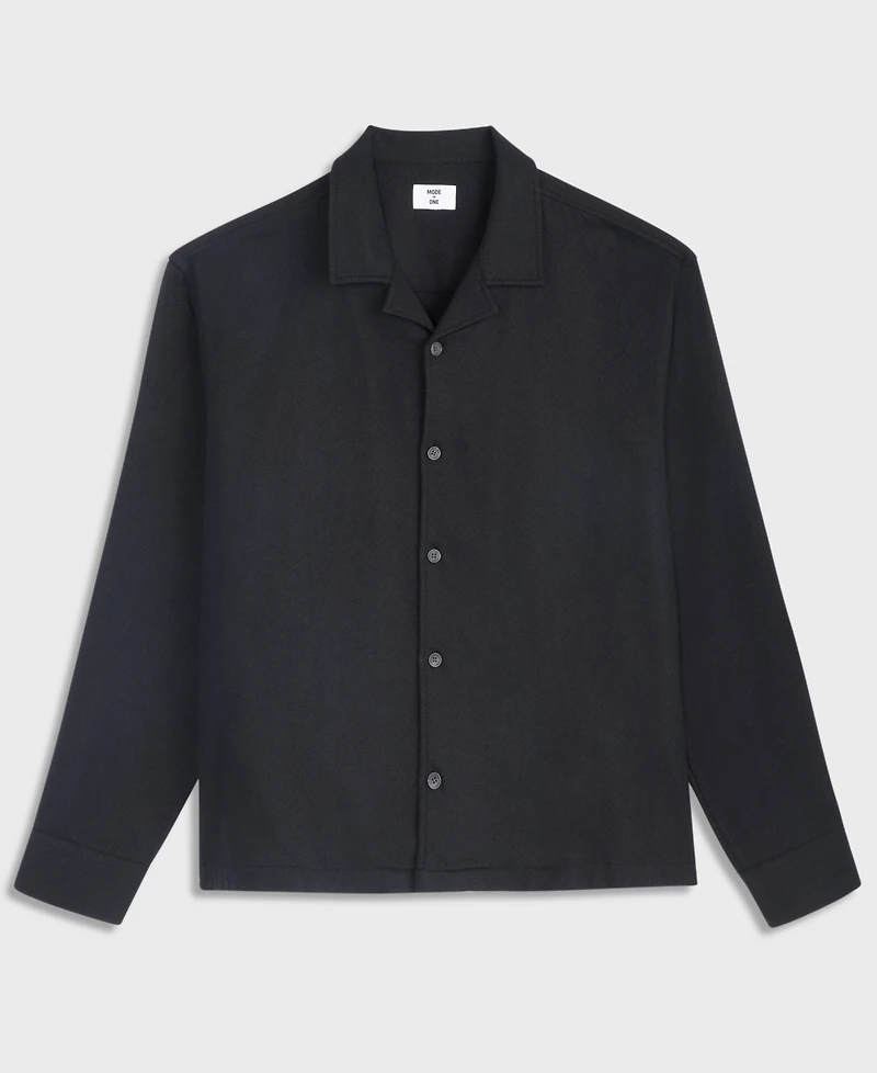 Mode of One Men's Boxy Camp-Collar Long-Sleeve Flannel Shirt, Macy's Exclusive