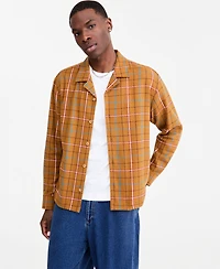 Mode of One Men's Camp-Collar Plaid Shirt, Macy's Exclusive