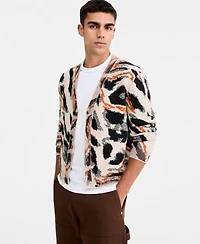 Mode of One Men's Animal-Print Relaxed-Fit Cardigan, Macy's Exclusive
