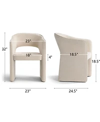 Maison Boucle Modern Upholstered Dining Armchairs Set of 2, Chenille Fabric, Curved Barrel Back, Open Back Design, Waterfall Base