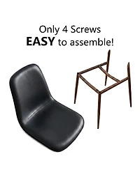 Maison Boucle Mid-Century Modern Dining Chairs Set of 4, Faux Leather Upholstery, Curved Back, Padded Seat, Walnut Look Legs