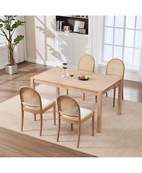 Maison Boucle Modern Rattan Back Dining Chairs Set of 2, Upholstered Side with Backrests, Kitchen and Room Chairs, Solid Wood Legs