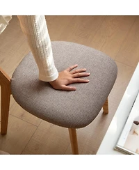 Maison Boucle Mid-Century Dining Chair, Solid Oak Frame, Upholstered Seat, Modern Farmhouse Kitchen Side Single Chair