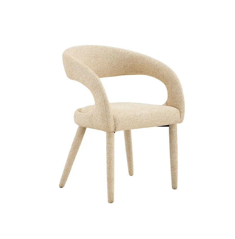Maison Boucle Upholstered Dining Chair, Open Back Accent Chairs, Modern Scandinavian Side Chairs for Room and Vanity
