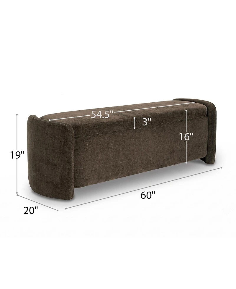Maison Boucle 60" End-of-Bed Storage Bench With Lift-Top, Chenille Upholstered Ottoman Bench, Modern Entryway Seat for Bedroom or Living Room