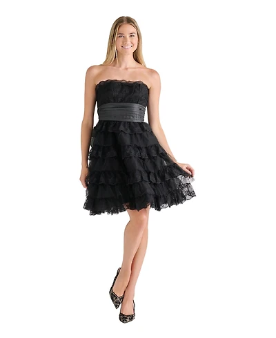 Betsey Johnson Juniors' Dressed To Frill Strapless Ruffle Dress