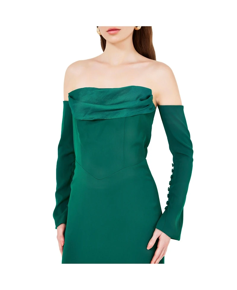 Amri Women's Off-The-Shoulder Pleat Drape Gown