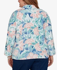 Alfred Dunner Plus Classic Patch Floral Cozy Knit Jacket