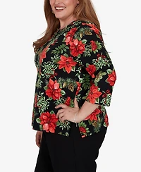 Alfred Dunner Plus Classic Cardinals On Branches Knit Top