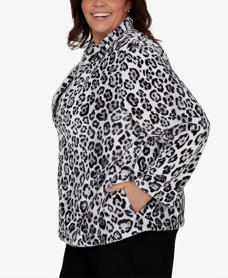 Alfred Dunner Plus Classic Cozy Animal Print Knit Jacket