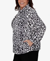 Alfred Dunner Plus Classic Cozy Animal Print Knit Jacket