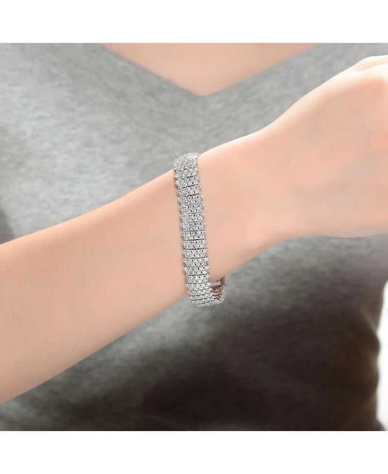 Rachel Glauber Elegant White Gold Plated Link Bracelet