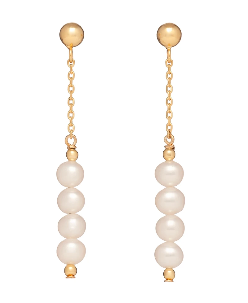 Macy's Cultured Freshwater Pearl (4.5-5mm) Linear Drop Earrings in 18k Yellow Gold