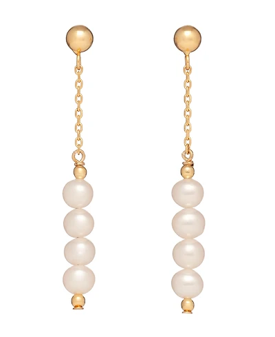Macy's Cultured Freshwater Pearl (4.5-5mm) Linear Drop Earrings in 18k Yellow Gold