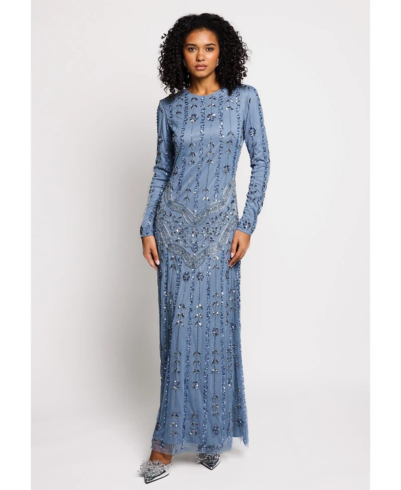 Maryisa Women's Modestcape Embellished Sequins Maxi Dress