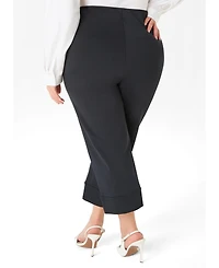 Ashley Stewart Plus Cuffed Ponte High-Rise Capris