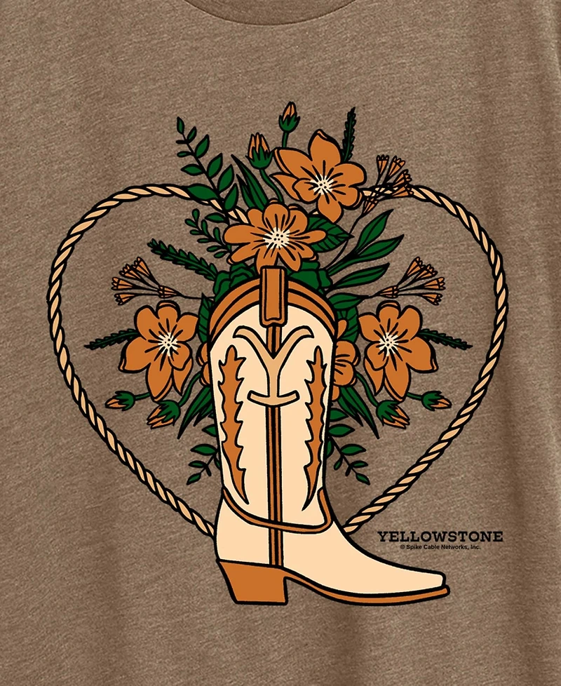 Hybrid Apparel Plus Short-Sleeve Graphic Yellowstone Boot Flower Tee