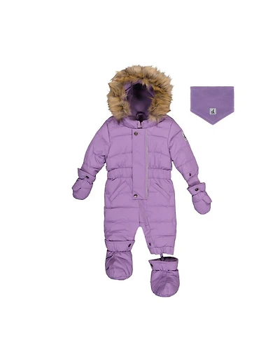 Deux par Baby Girls 6M To 24M Original One Piece Puffy Snowsuit with Removable Mittens and Boots