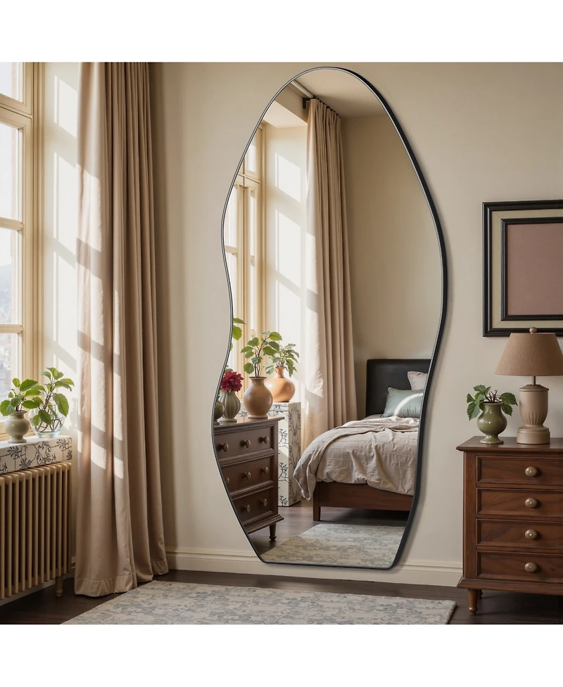 Antok Full Length Mirror, 76"x36" Irregularly shaped Floor Mirror for Bedroom, Hanging Mounted for Living Room Cloakroom