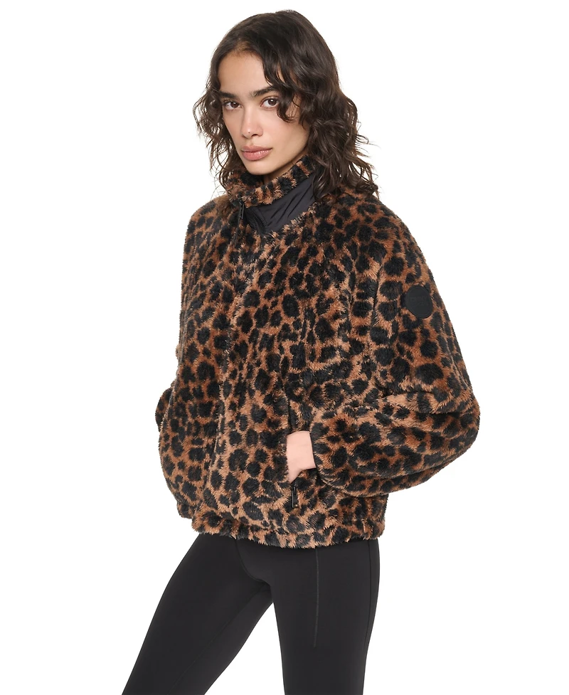 Dkny Sport Women's Printed Mock Neck Zipper-Front Jacket