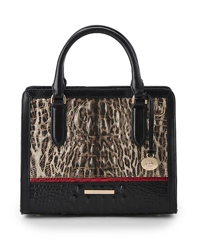 Brahmin Cami Calgary Leather Ocelot Small Satchel Handbag