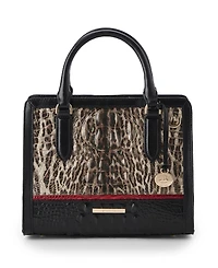 Brahmin Cami Calgary Leather Ocelot Small Satchel Handbag