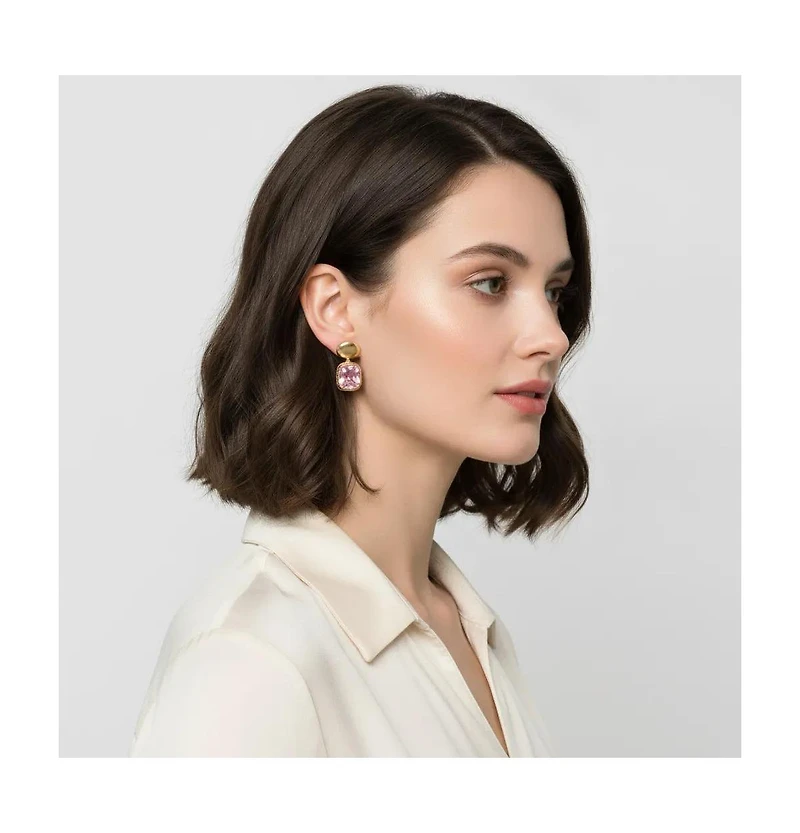 Rivka Friedman Pink Bezel Drop Earring