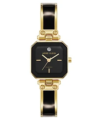 Anne Klein Women's Quartz Octagonal Gold-Tone Black Bangle Watch 24mm