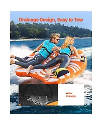 Sevorley Inflatable Towable Tube for Boating, 1-2 Riders Water Sports Tube with Fins, 340 lbs Capacity