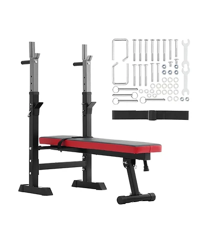 Sevorley Adjustable Weight Bench with Squat Rack, Foldable Bench Press for Home Gym