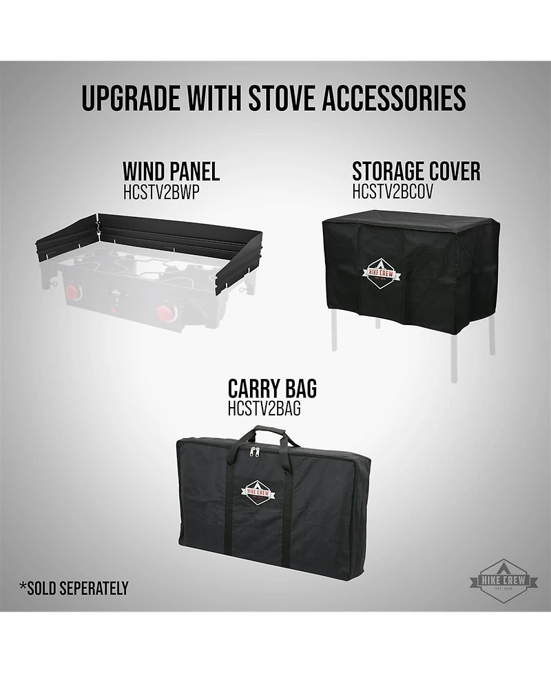 Hike Crew Double-Burner 150,000 Btu Gas Camping Stove, Portable Stove with Auto Ignition