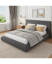 homfan Queen Size Upholstered Cloud Platform Bed Frame with Plush Headboard, No Box Spring Needed