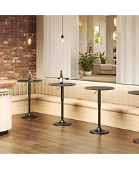 Slickblue Round Bar Table with Adjustable Height and Stable Base for Kitchen, Cafe and Pub