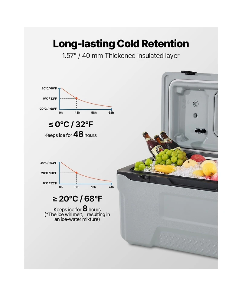 Sevorley Wheeled Portable Cooler, 74 qt, Holds 120 Cans, Insulated Rolling Ice Chest