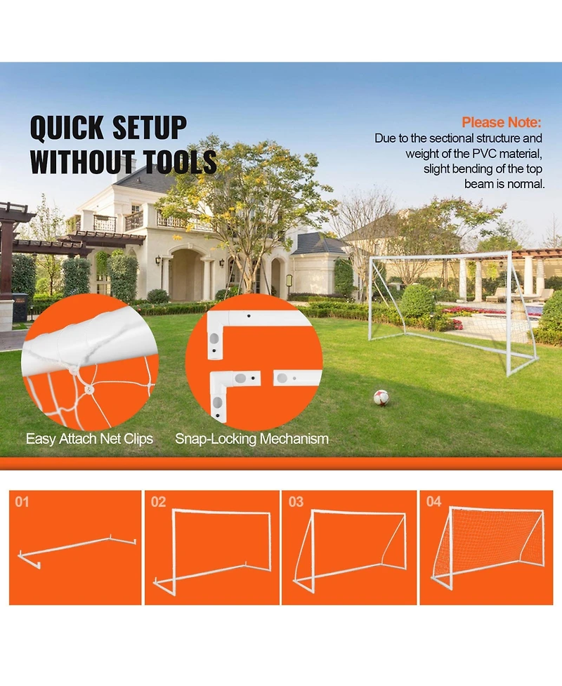 Sevorley Portable Soccer Goal, 12 x 6 ft Backyard Soccer Net with Carry Bag for Kids and Adults