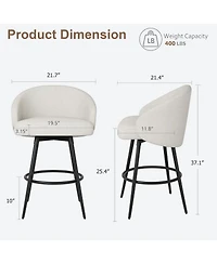 homfan Bar Stools Set of 8, 360 degrees Swivel Counter Height with Back, Polyester Knit Upholstered 25.4 Modern Chair, Metal Frame with Footrest