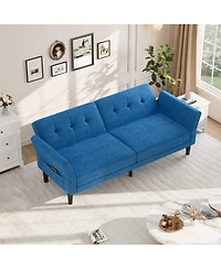 homfan 89" Futon Sofa Bed, Modern Sleeper Couch with Adjustable Backrest and Armrest, Convertible Bed Deep Seat for Living Room Bedroom