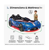 Cilek Kids Room Cilek Gts Ev Twin-Size Race Car Bed, - Remote Control, Led Lights, Ev Sound Fx