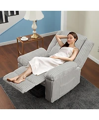 homfan Corduroy Manual Recliner Chair with Pillow Top Arms and Side Pocket, 330 lb Capacity